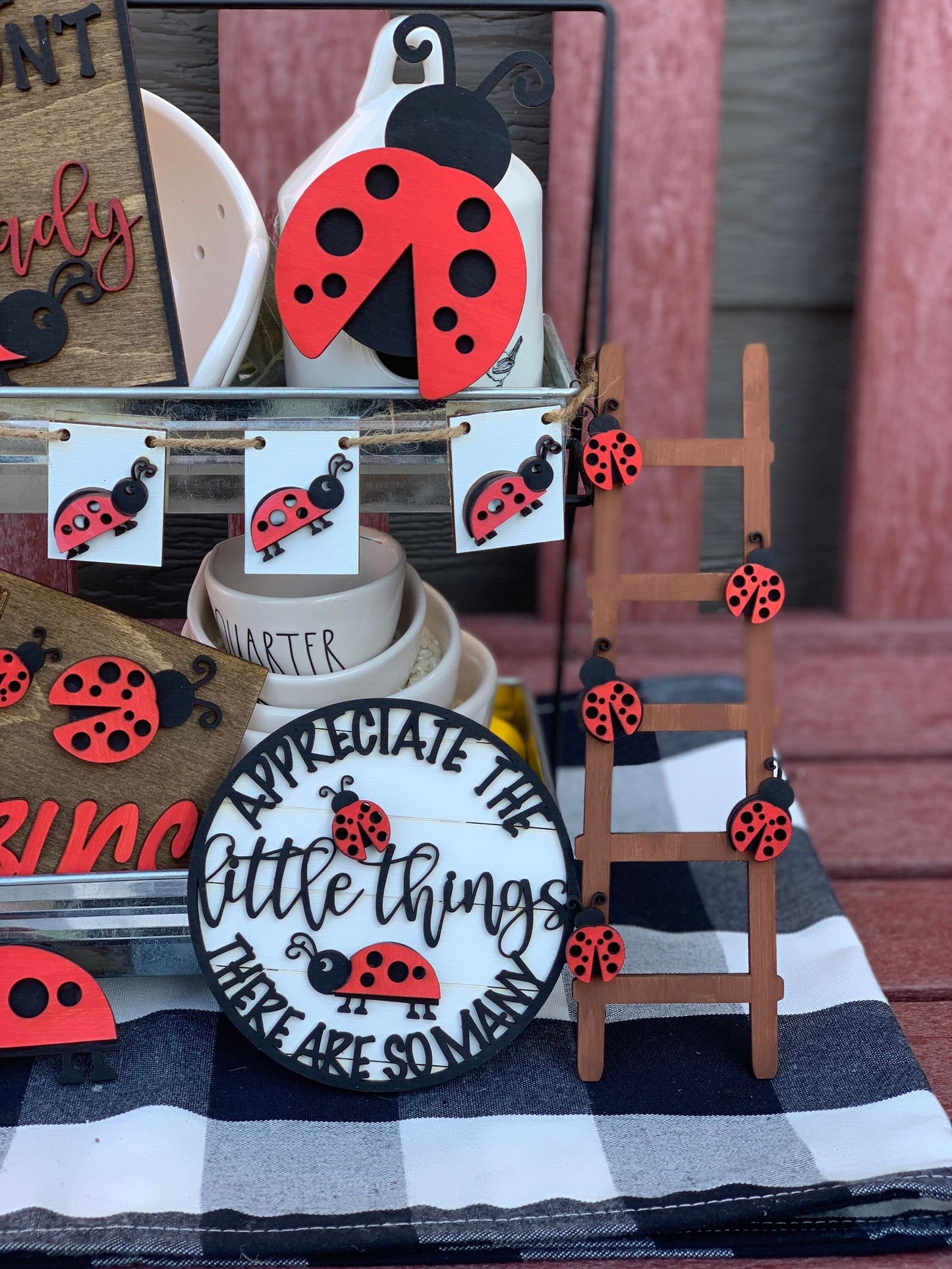 Lady bug tiered tray set | diy set | finished set | single signs available
