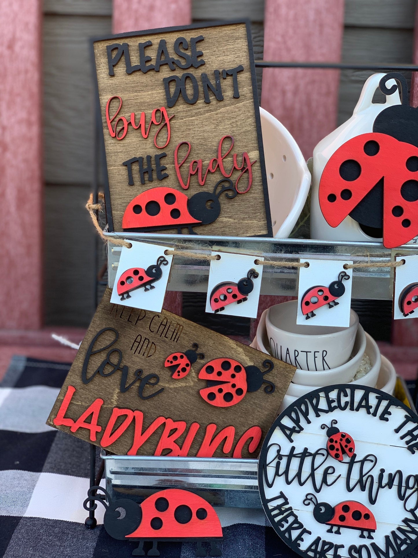 Lady bug tiered tray set | diy set | finished set | single signs available