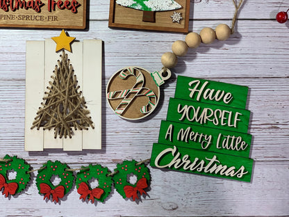 Christmas tree themed tiered tray set