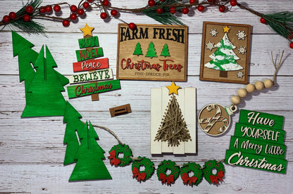 Christmas tree themed tiered tray set