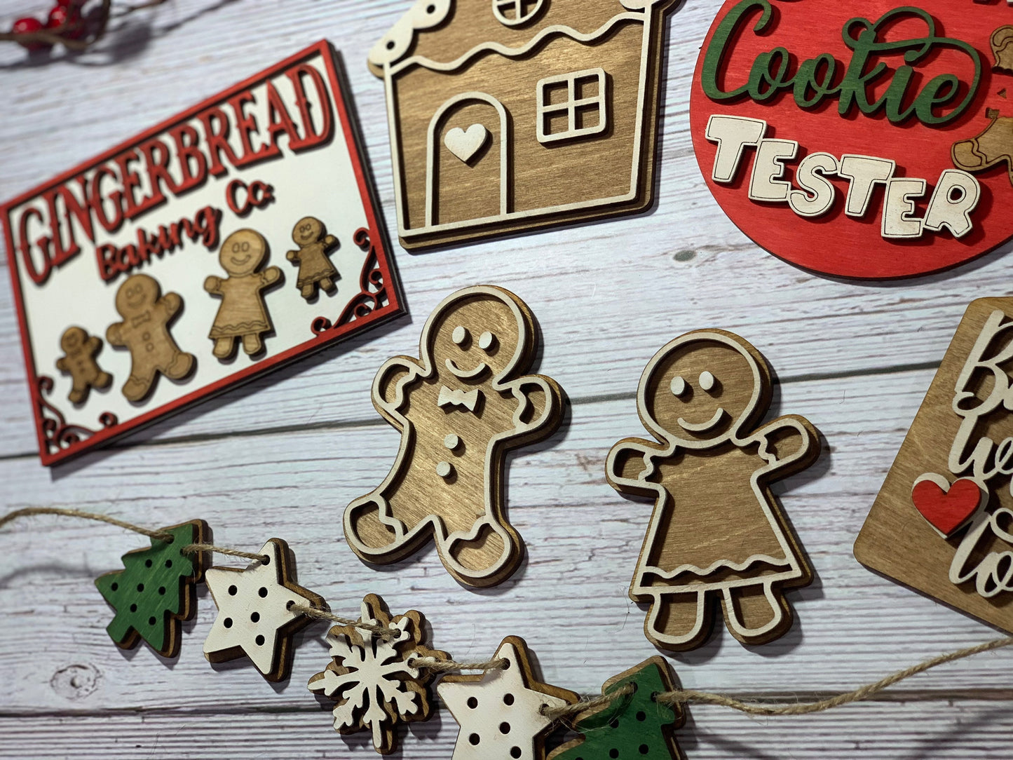 Gingerbread| baked with love | Christmas baking tiered tray set| finished/unfinished