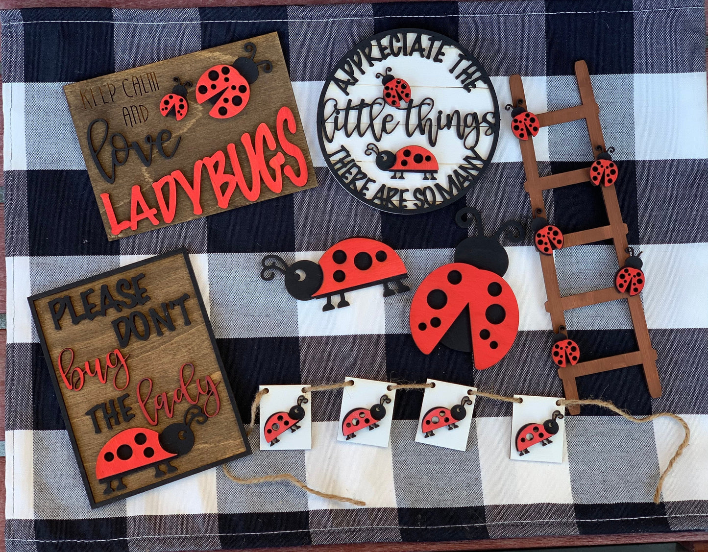 Lady bug tiered tray set | diy set | finished set | single signs available