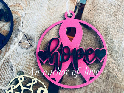Cancer Ribbon Ornament -more colors to choose from| Laser Christmas Ornament | Christmas | Christmas Gift |