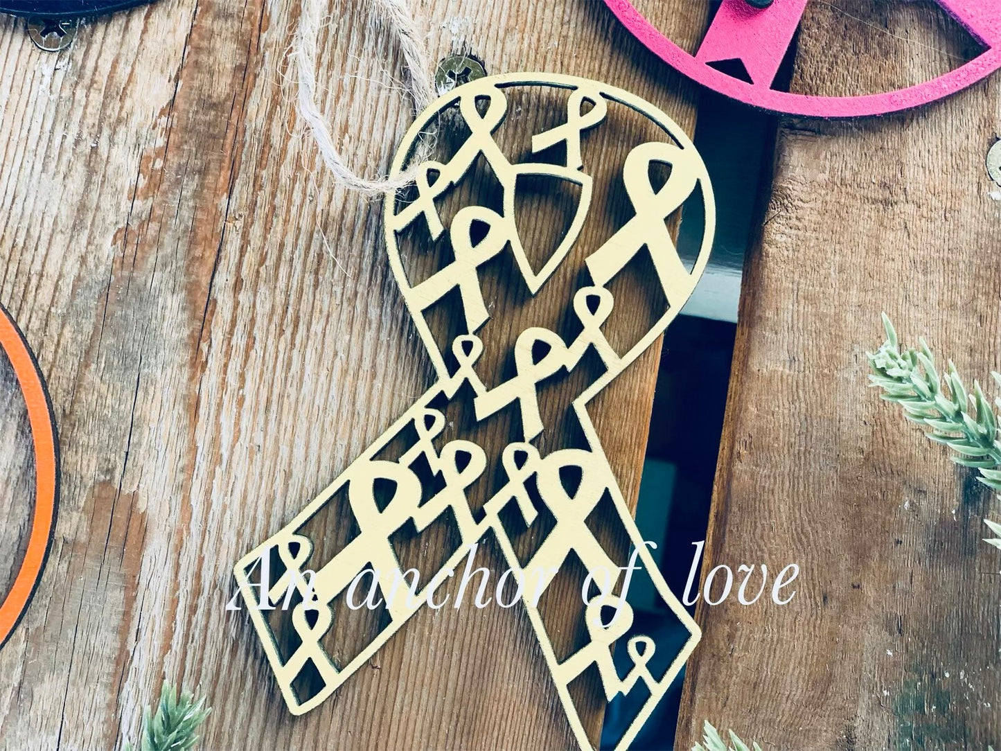 Cancer Ribbon Ornament -more colors to choose from| Laser Christmas Ornament | Christmas | Christmas Gift |