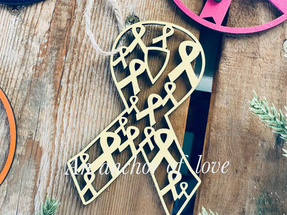 Cancer Ribbon Ornament -more colors to choose from| Laser Christmas Ornament | Christmas | Christmas Gift |