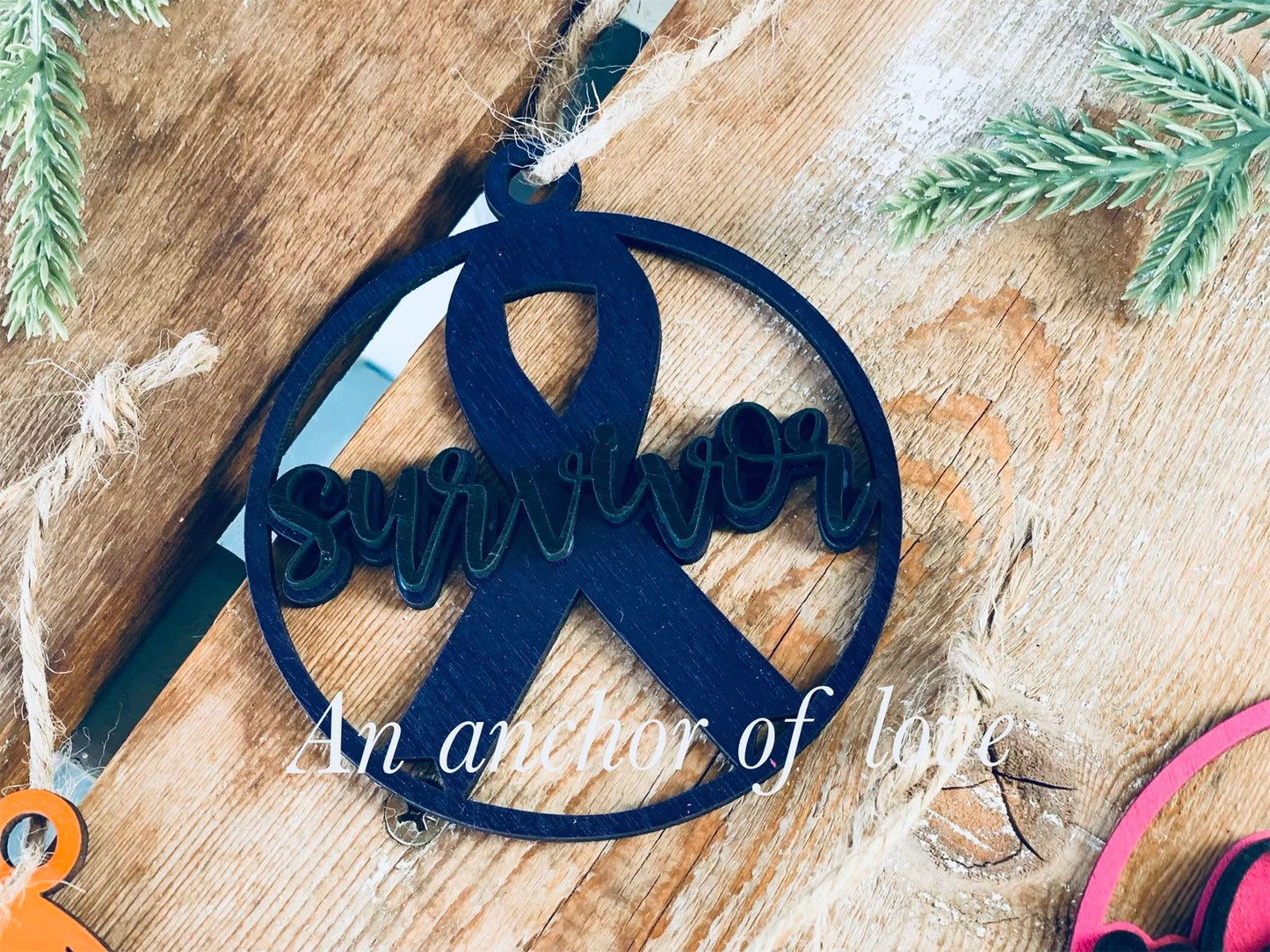 Cancer Ribbon Ornament -more colors to choose from| Laser Christmas Ornament | Christmas | Christmas Gift |