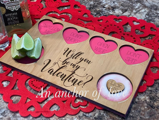 Valentine's Day tequila shot board Gift, Gift for Mom, girlfriend, wife, fiancé, Tequila Gifts, Shot Board