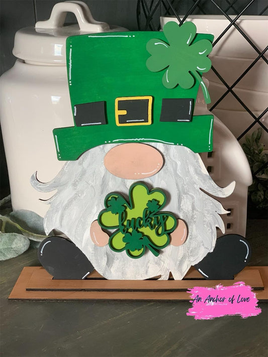Saint Patrick's Day standing gnome- Saint Patrick's day decor- Standing Gnome sign