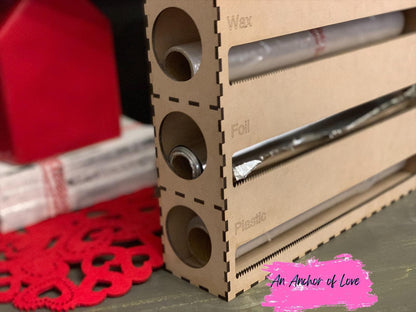 Parchment Paper, Plastic Wrap, and Aluminum Foil Roll Organizer for Drawer or Wall mount- great gift- great organizer