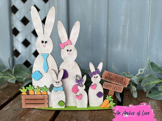 Standing Family Bunny Sign- 2 to 8 family members - personalized easter decoration-fast shipping gift