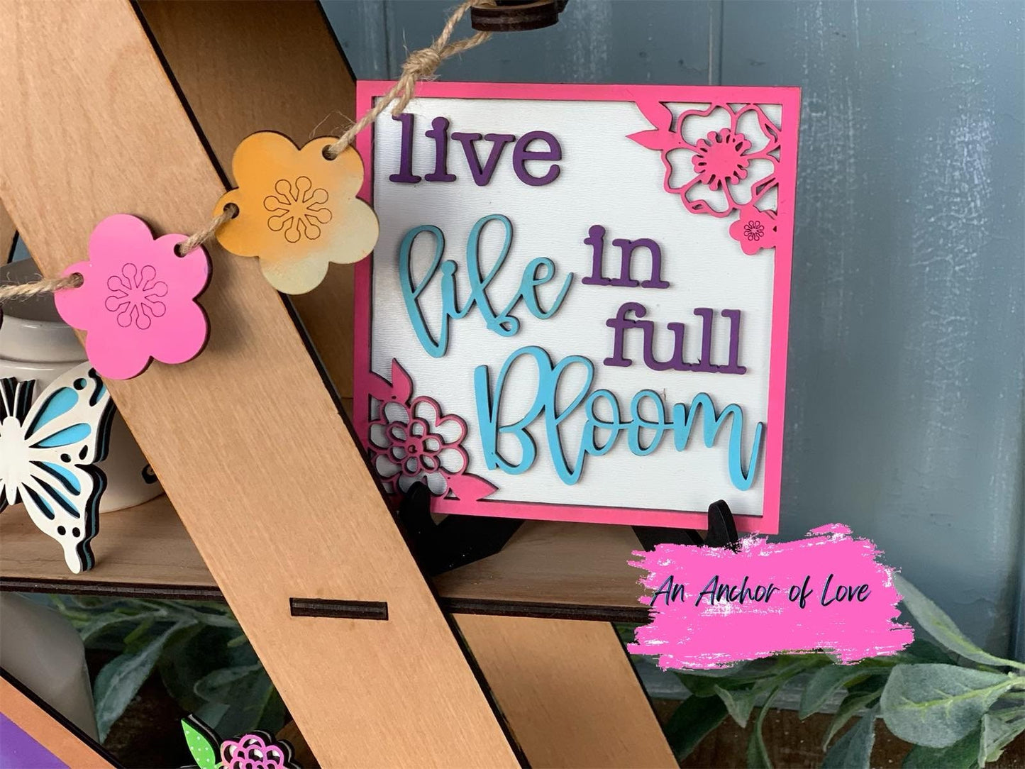 Spring themed butterfly garden tiered tray set-individual pieces, full painted set, full diy set available