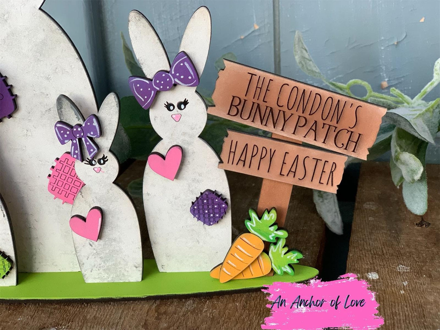 Standing Family Bunny Sign- 2 to 8 family members - personalized easter decoration-fast shipping gift