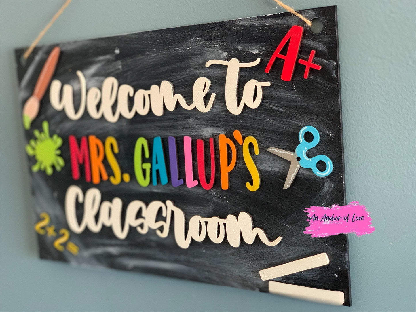Chalkboard themed personalize classroom sign-great teacher gift-preschool teacher gift-k-6th grade teacher gift- teacher appreciation gift