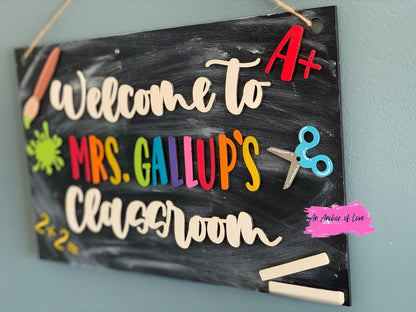 Chalkboard themed personalize classroom sign-great teacher gift-preschool teacher gift-k-6th grade teacher gift- teacher appreciation gift