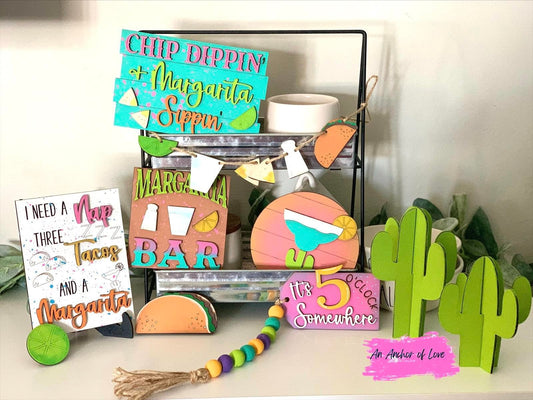Margarita themed tiered tray set- full set, individual and blank diy set available