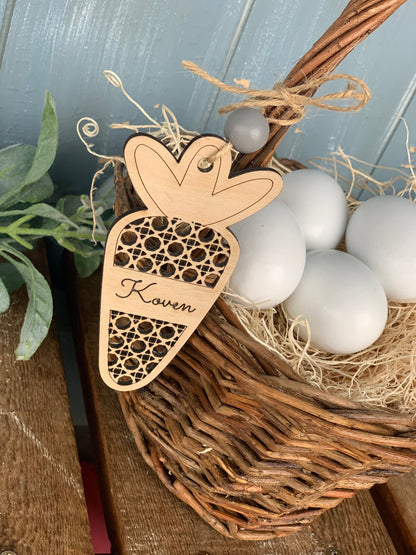 Rattan Easter basket tags-four styles to choose from - natural wood- personalized Easter tags