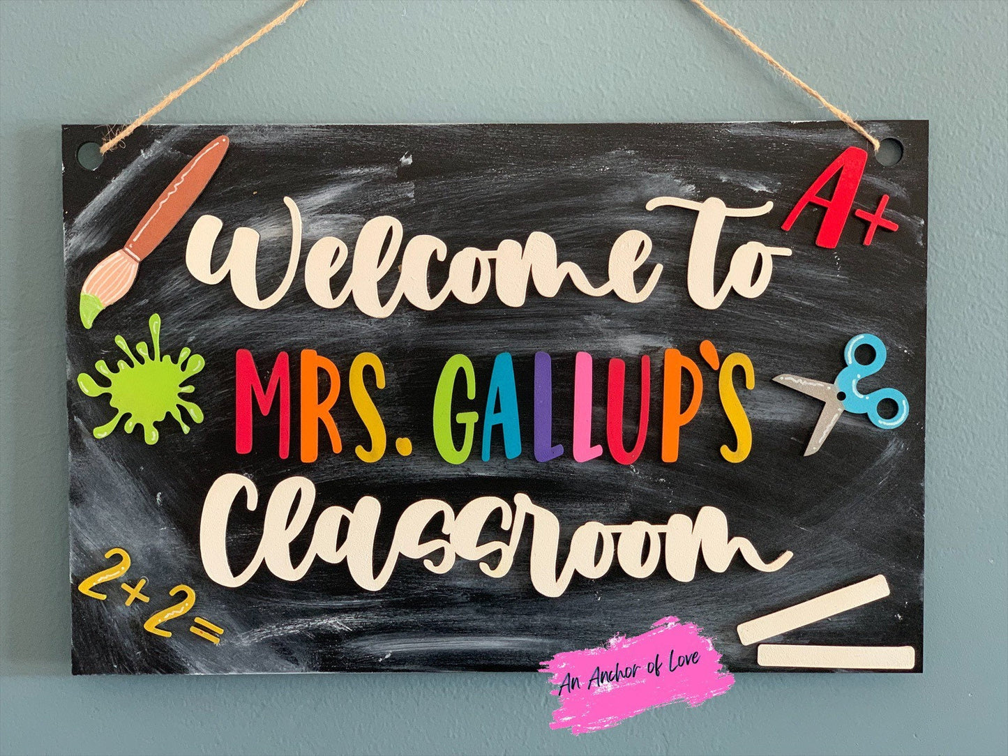 Chalkboard themed personalize classroom sign-great teacher gift-preschool teacher gift-k-6th grade teacher gift- teacher appreciation gift