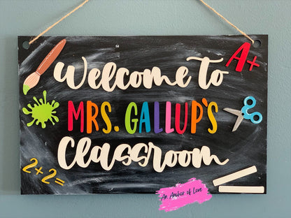 Chalkboard themed personalize classroom sign-great teacher gift-preschool teacher gift-k-6th grade teacher gift- teacher appreciation gift