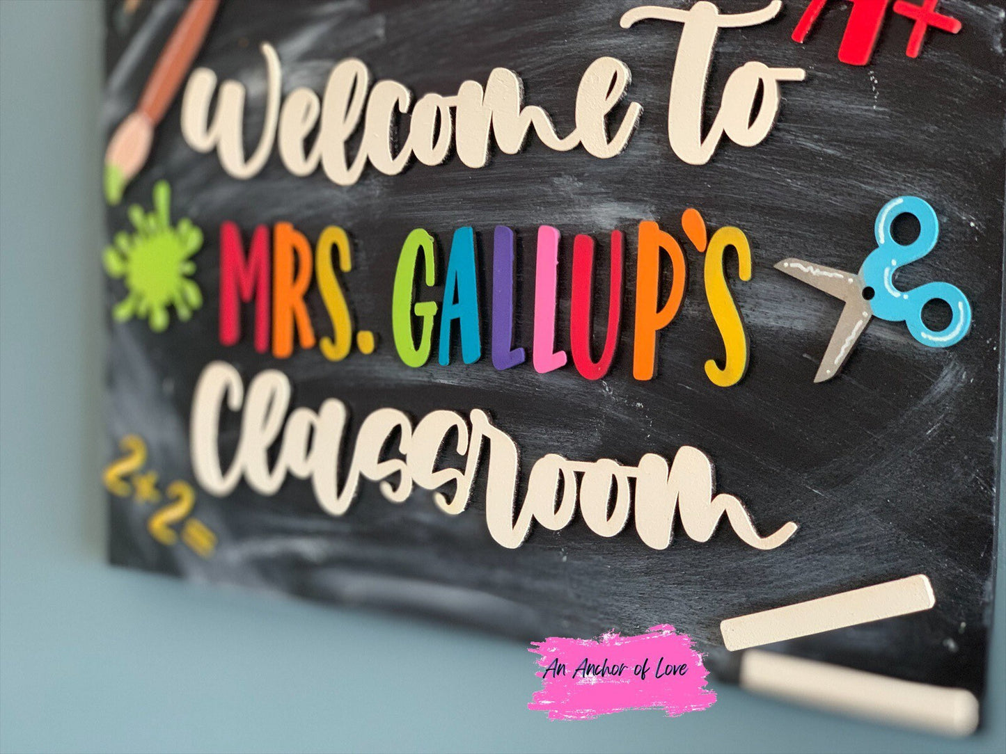 Chalkboard themed personalize classroom sign-great teacher gift-preschool teacher gift-k-6th grade teacher gift- teacher appreciation gift