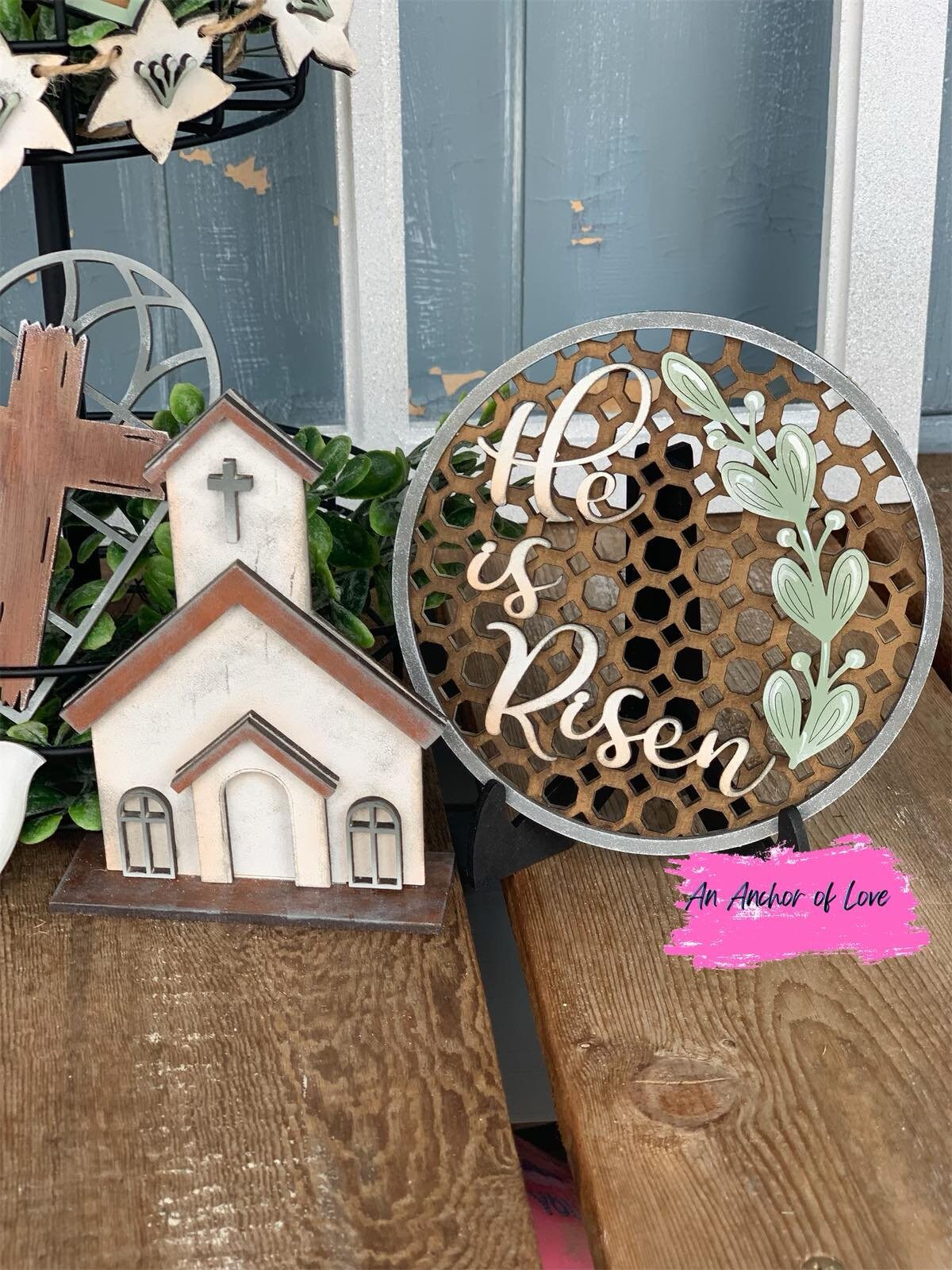 He is risen Eater themed tiered tray decor-religious Easter themed tiered tray decor-full set, DIY and individual pieces available