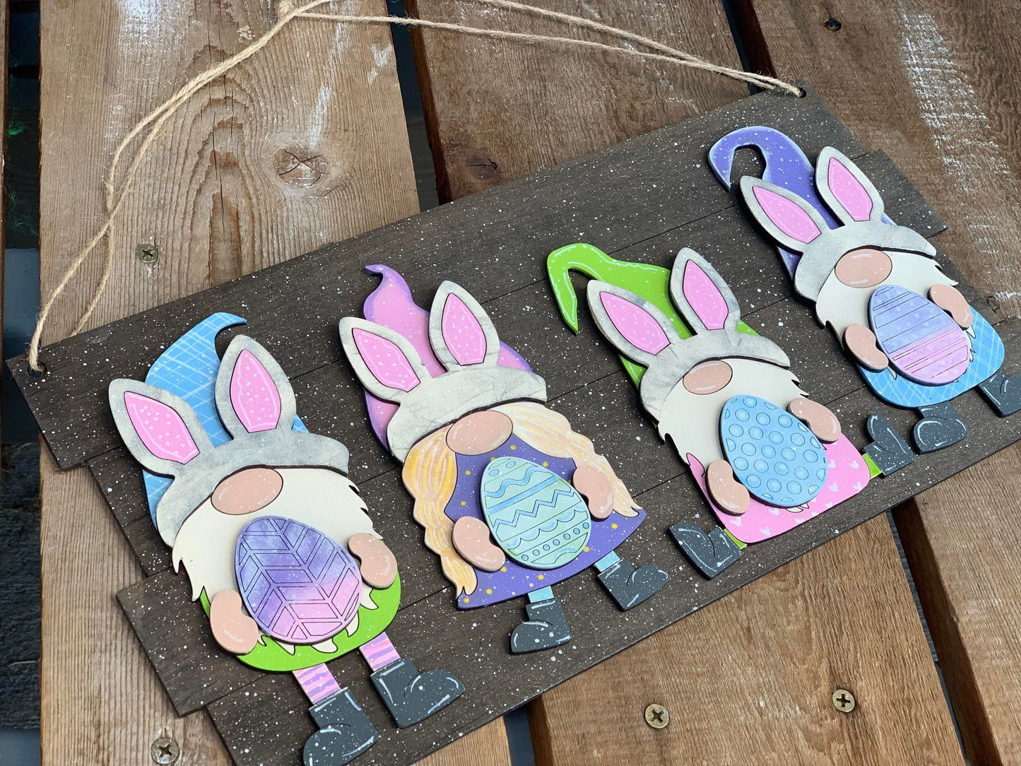 Easter Bunny Gnome Sign, Easter Sign, Hanging Easter Gnome Sign, Easter Gnome Sign, Easter door hanger, Bunny Gnome