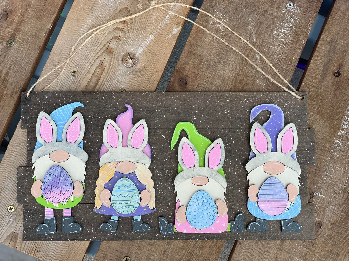 Easter Bunny Gnome Sign, Easter Sign, Hanging Easter Gnome Sign, Easter Gnome Sign, Easter door hanger, Bunny Gnome