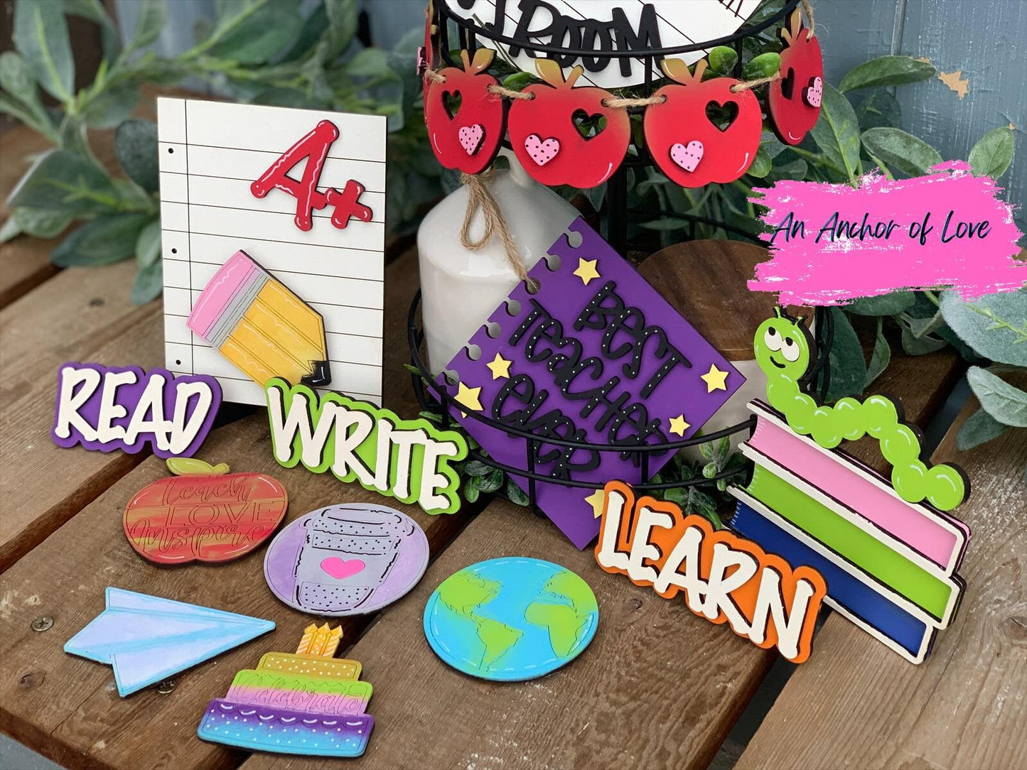 Class Room Themed Tiered Tray Decor- Back to School Tray Decor-Teacher Tiered Tray Decor-Classroom Tiered Tray Decor