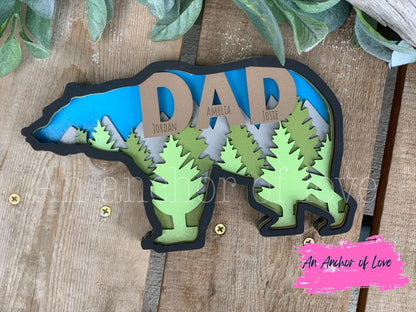 Personalized dad mountain Sign/ Father's Day Gift/Dad can move mountains sign/daddy bear sign