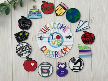 Complete set 15 pieces -Interchangeable welcome to our classroom sign | Teacher Gift | Classroom decor | welcome sign| Interchangeable sign