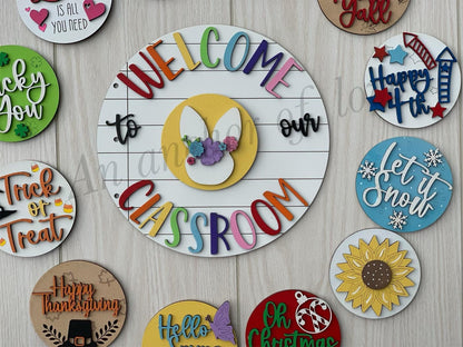 Complete set / 13 pieces/ Welcome to our classroom seasonal sign/  back to school/ teacher appreciation/  school