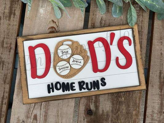 Dads home runs- Father's day Gift-Gifts for Dad-Father's Day Sign-Fathers day gifts-baseball gifts.baseball Gift-Dads homerun-baseball dad