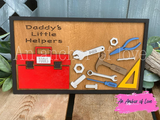 Personalized dad's helpers  Sign/ Father's Day Gift/Dad's toolbox sign/ Fathers day gift for dad