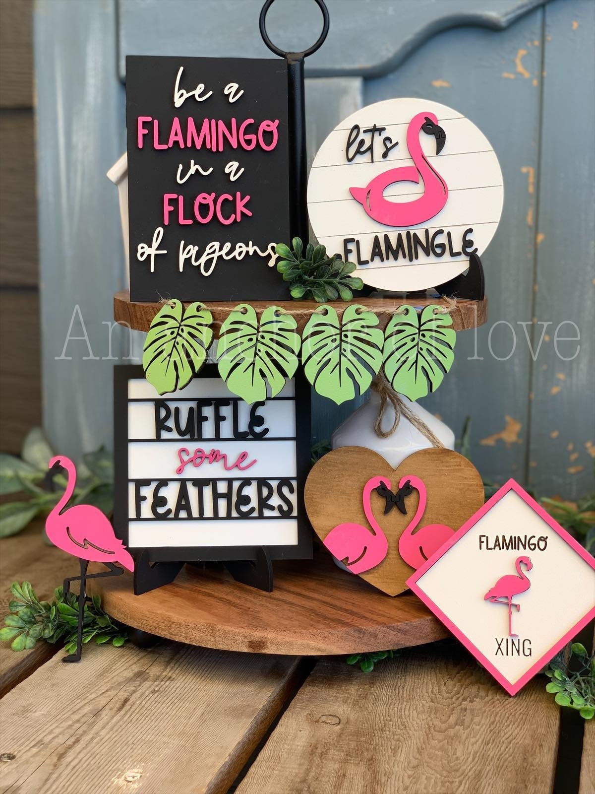 Lets flamingo tiered tray set
