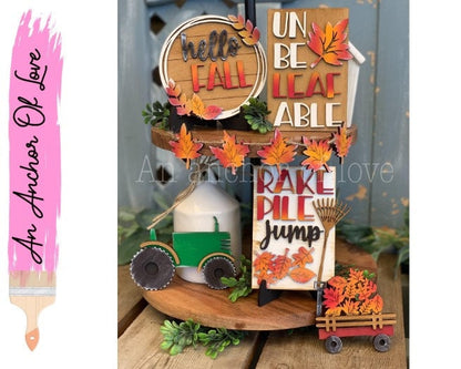 Hello Fall Tiered Tray Decor-Fall Tiered Tray Decor-Fall decorations