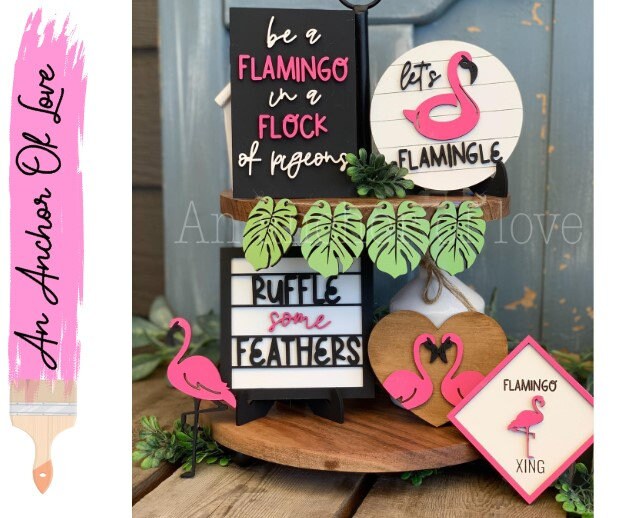 Lets flamingo tiered tray set