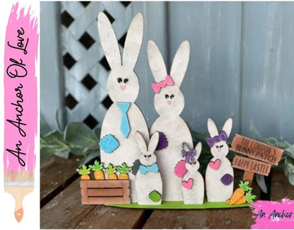 Standing Family Bunny Sign- 2 to 8 family members - personalized easter decoration-fast shipping gift