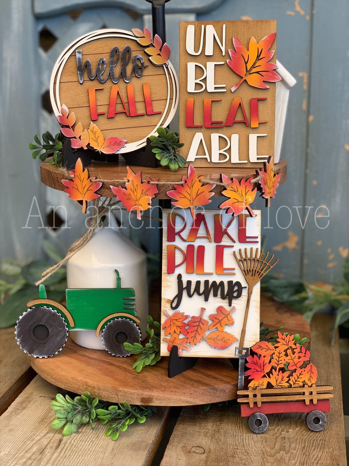 Hello Fall Tiered Tray Decor-Fall Tiered Tray Decor-Fall decorations