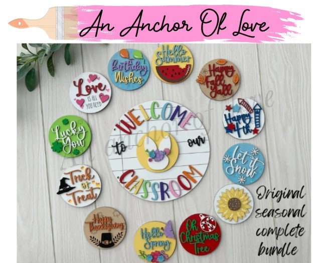 Complete set / 13 pieces/ Welcome to our classroom seasonal sign/  back to school/ teacher appreciation/  school
