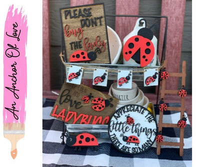 Lady bug tiered tray set | diy set | finished set | single signs available
