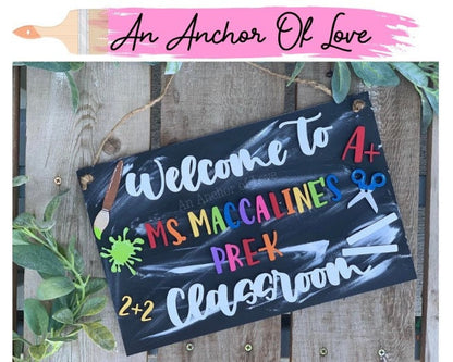 Chalkboard themed personalize classroom sign-great teacher gift-preschool teacher gift-k-6th grade teacher gift- teacher appreciation gift