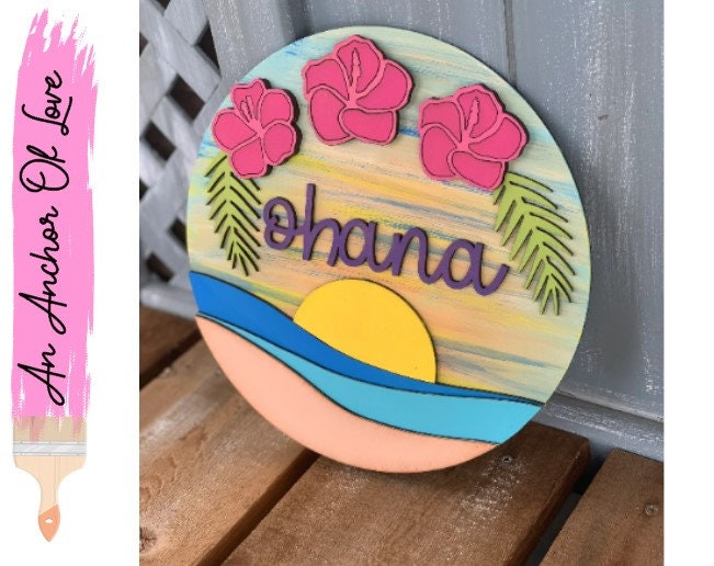 Ohana 3D layered round wall sign