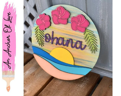 Ohana 3D layered round wall sign