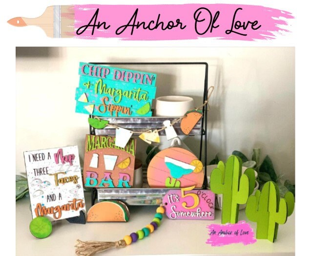 Margarita themed tiered tray set- full set, individual and blank diy set available