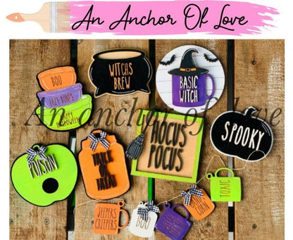Rae Dunn inspired Halloween tiered tray decor