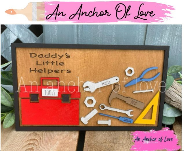 Personalized dad's helpers  Sign/ Father's Day Gift/Dad's toolbox sign/ Fathers day gift for dad