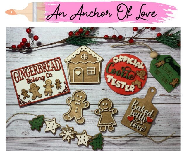 Gingerbread| baked with love | Christmas baking tiered tray set| finished/unfinished