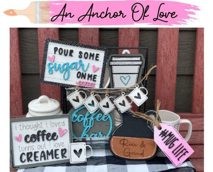 Coffee themed tiered tray set