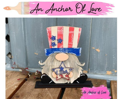 Fourth of July Standing Gnome -Uncle Sam Gnome-Firework Sign-Celebration Gnome-Standing gnome
