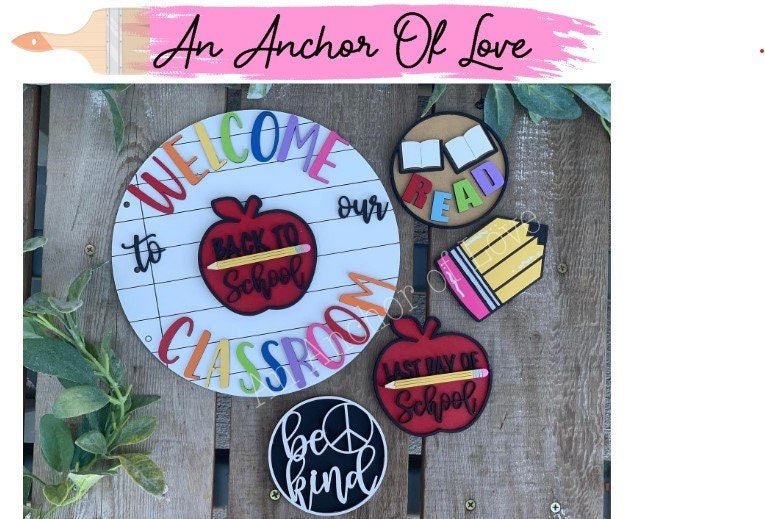 Complete set / 6 pieces/ Welcome to our classroom seasonal sign/  back to school/ teacher appreciation/  school
