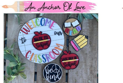 Complete set / 6 pieces/ Welcome to our classroom seasonal sign/  back to school/ teacher appreciation/  school